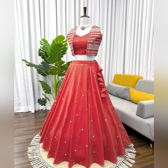 Wedding lehenga party wear lehenga, ethnic wear Traditional lehenga With Jacket - Picture 15 of 16